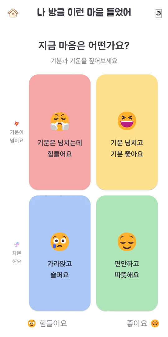 나 방금 이런 마음 들었어 — 기분과 기운을 네 칸에서 짚기